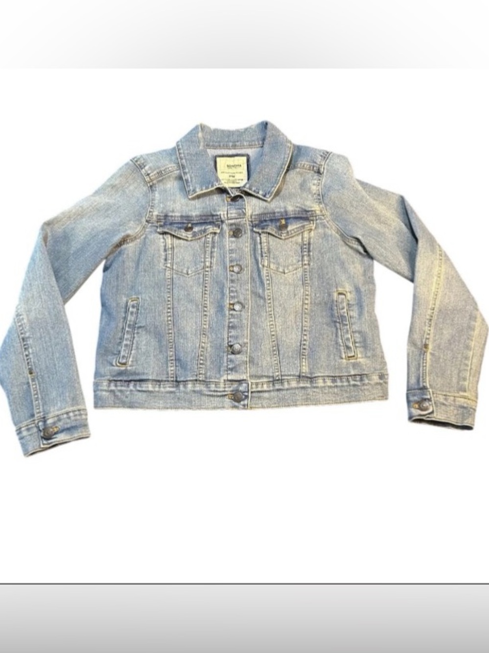 Womens Jean Jacket Size P Medium Stretch Pockets 80s Grunge Classic Concert